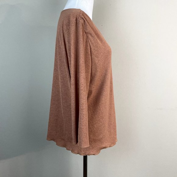 J. Jill Top Womens XL Tan Brown Mesh V-Neck Layered Sheer 3/4 Sleeve Blouse‎ - Picture 6 of 12